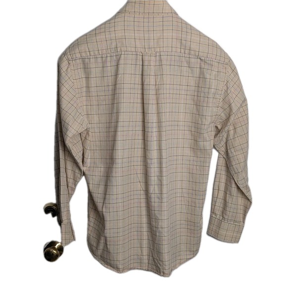 Alex Cannon Mens Button-Down Shirt Long Sleeve Beige, Blue RustPlaid 100% Cotton - Picture 3 of 7